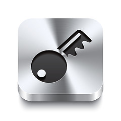 Image showing Square metal button perspektive - key icon