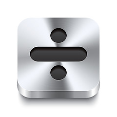 Image showing Square metal button perspektive - minus icon