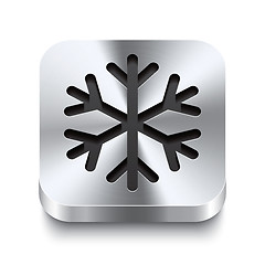 Image showing Square metal button perspektive - snowflake icon