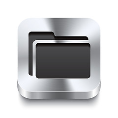 Image showing Square metal button perspektive - folder icon