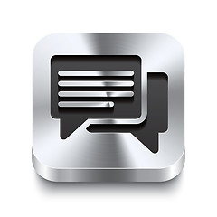 Image showing Square metal button perspektive - speech bubbles icon