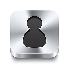 Image showing Square metal button perspektive - user icon