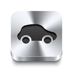 Image showing Square metal button perspektive - car icon