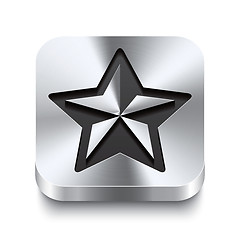 Image showing Square metal button perspektive - christmas star icon