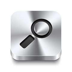 Image showing Square metal button perspektive - magnifier icon