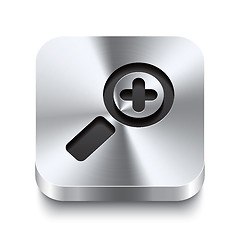 Image showing Square metal button perspektive - zoom in icon