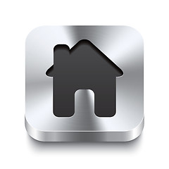 Image showing Square metal button perspektive - house icon