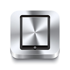 Image showing Square metal button perspektive - tablet icon