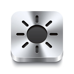 Image showing Square metal button perspektive - sun icon
