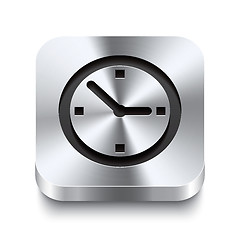 Image showing Square metal button perspektive - watch icon