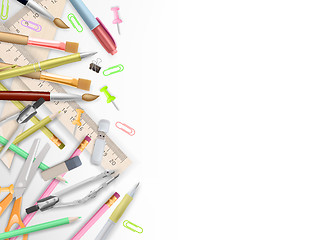 Image showing School supplies on white with copyspace. EPS 10