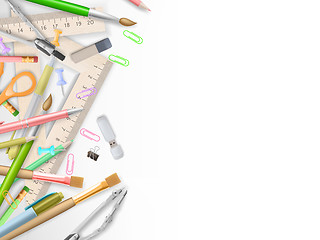 Image showing School supplies on white with copyspace. EPS 10