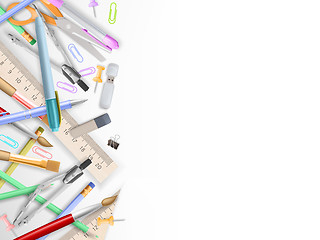 Image showing School supplies on white with copyspace. EPS 10