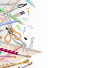 Image showing School supplies on white with copyspace. EPS 10