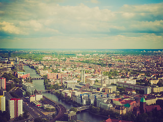 Image showing Retro look Berlin aerial view