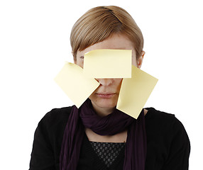 Image showing Woman and post it