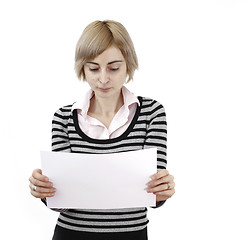 Image showing Woman holding a paper