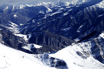 Image showing Top view on off-piste slope