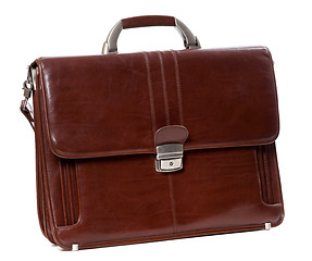 Image showing Leather brown briefcase 