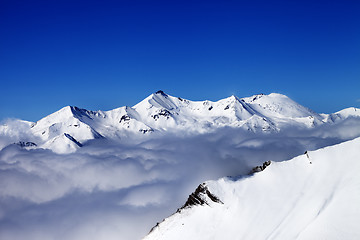 Image showing Mountains in clouds at nice day