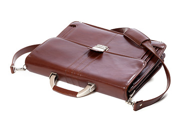 Image showing Leather brown briefcase