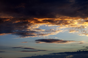 Image showing Red sunset sky on summer sea