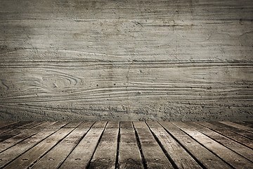 Image showing Wooden ground with grunge wall