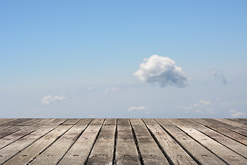 Image showing Wooden ground with sky