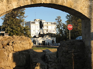 Image showing Arch and statues. Nicosia. Cyprus