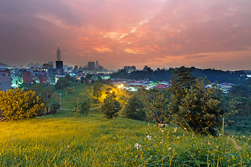 Image showing Sunset cityscape