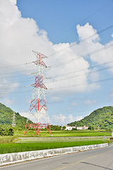 Image showing Power lines in countryside