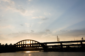 Image showing sunset bridge