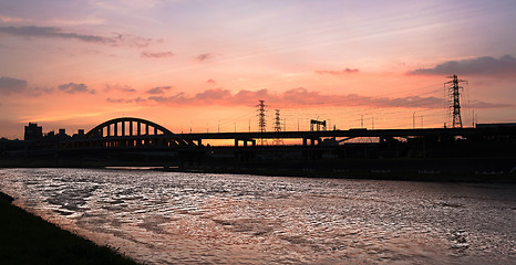 Image showing Sunset cityscape