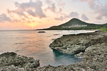 Image showing Sunset at Coral coast line