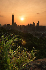 Image showing Sunset cityscape in Taipei