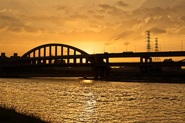 Image showing Sunset cityscape