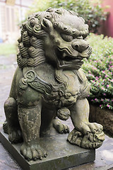 Image showing Bronze lion statue