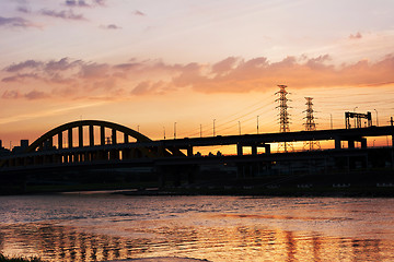 Image showing sunset bridge