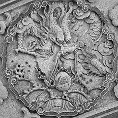 Image showing Dragon carving at temple