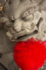 Image showing Chinese temple lion statue