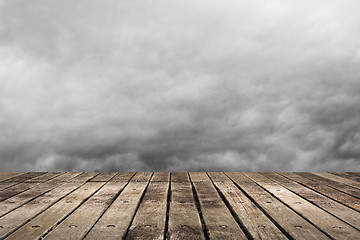 Image showing Wooden ground with sky