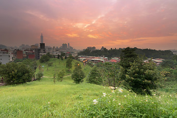 Image showing Sunset cityscape