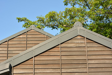 Image showing Wooden roof of building