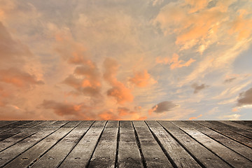 Image showing Wooden ground with sky
