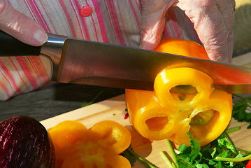 Image showing Cutting vegetables