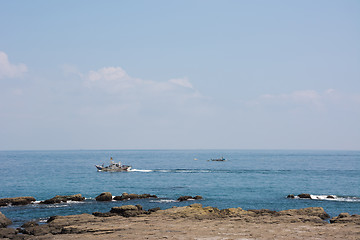 Image showing Seascape with boat 