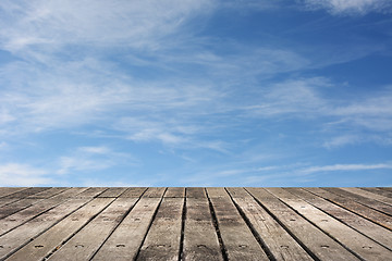 Image showing Wooden ground with sky