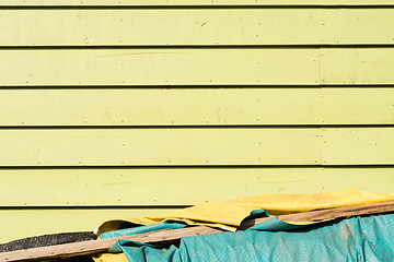 Image showing Yellow wooden wall