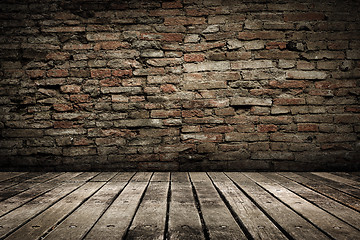 Image showing Wooden ground with grunge wall