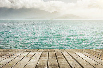 Image showing lake with wooden ground